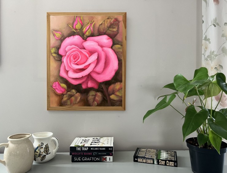Framed rose painting