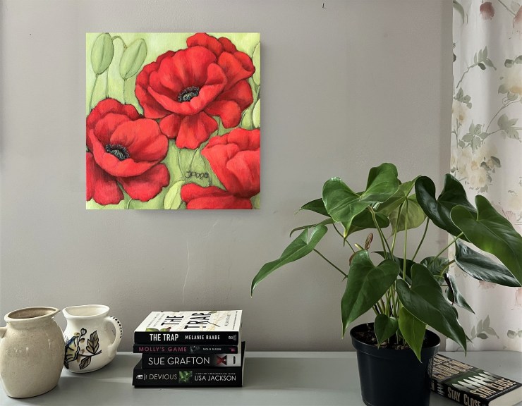 Red poppies, acrylic painting, flower paintings