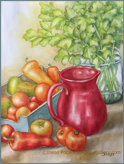Full size painting, still life watercolor