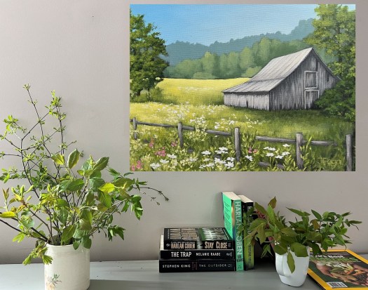 Barn painting in studio