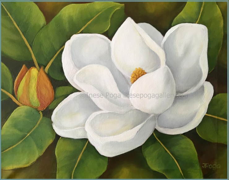 White magnolia, acrylic
