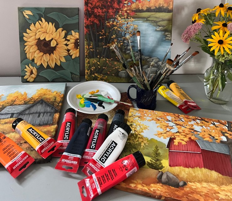 Art supplies for acrylic painting classes, Ajax