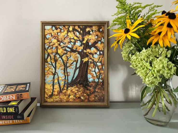 Fall tree, textured acrylic painting