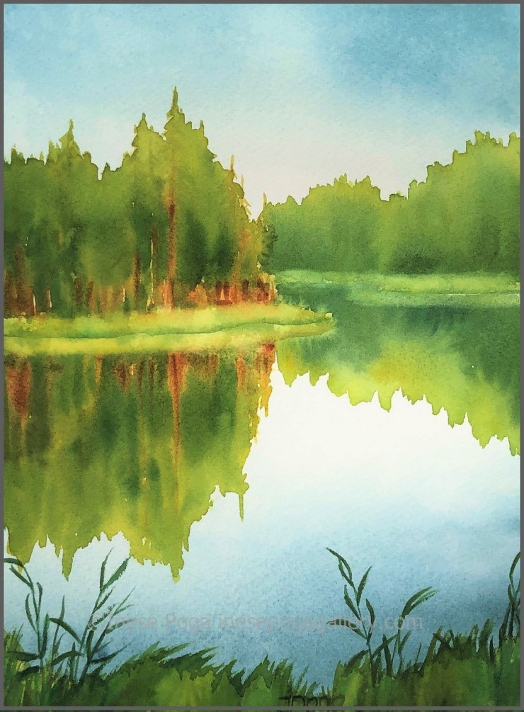 Watercolor reflection painting