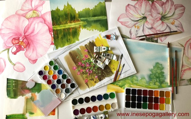 Supplies for watercolor painting classes
