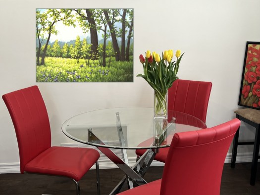 Spring landscape painting in room settings