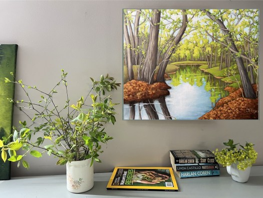 Spring painting on studio wall