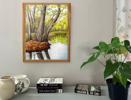 Landscape with trees, spring painting