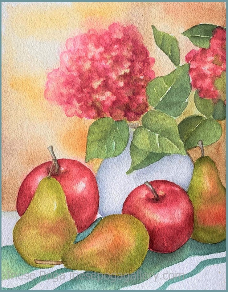 Fall still life watercolor painting for sale