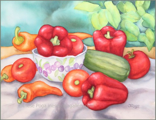 Still life with red peppers