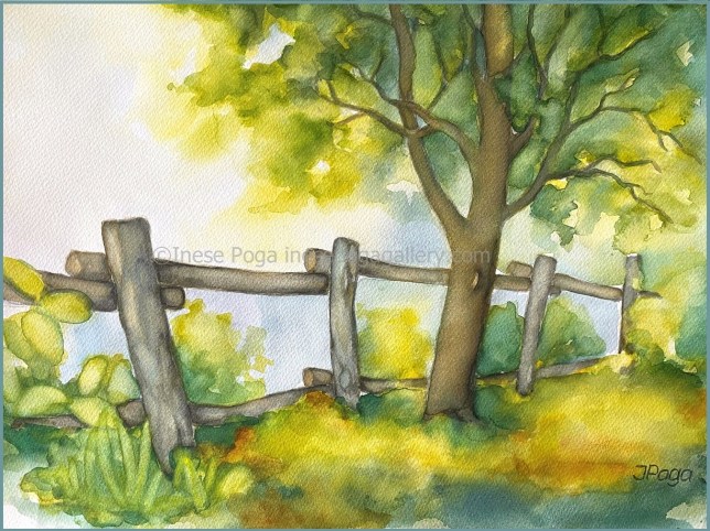 Backyard watercolor painting