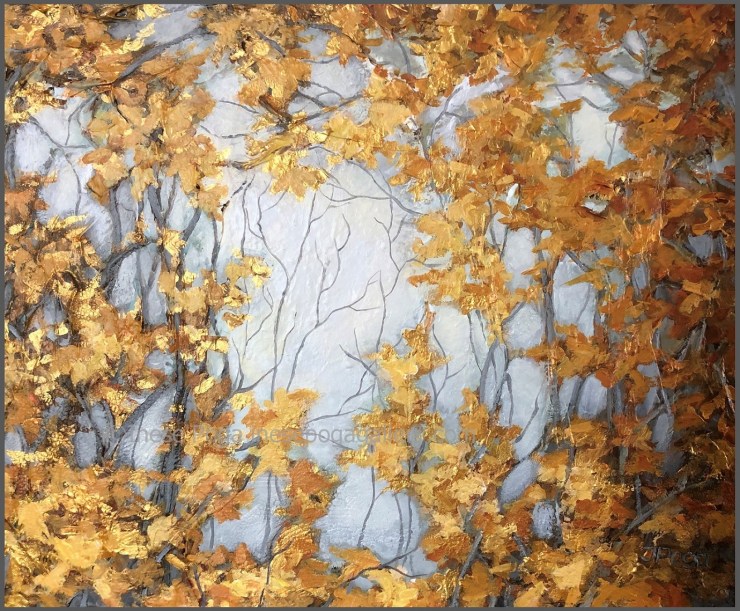 Abstract autumn painting in acrylic