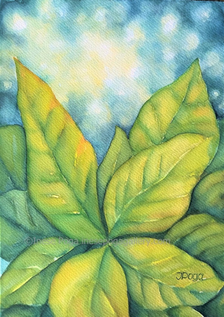 Abstract watercolor, leaves