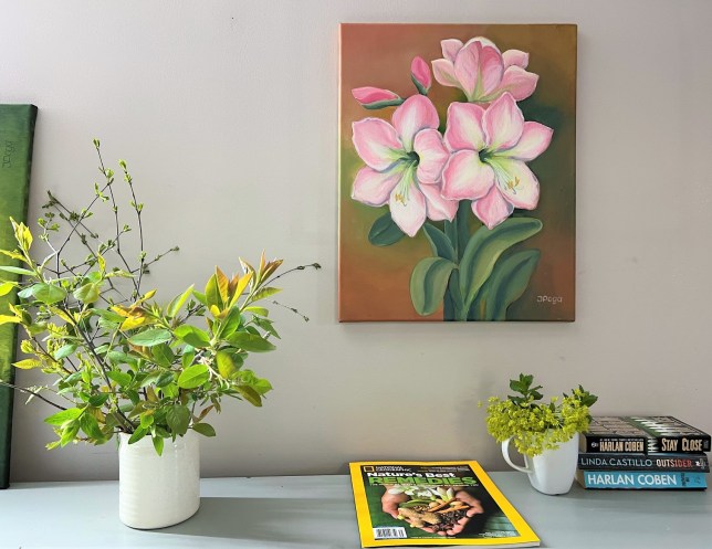 Amaryllis, acrylic painting for sale