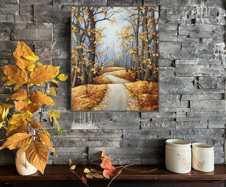 Autumn path, acrylic painting