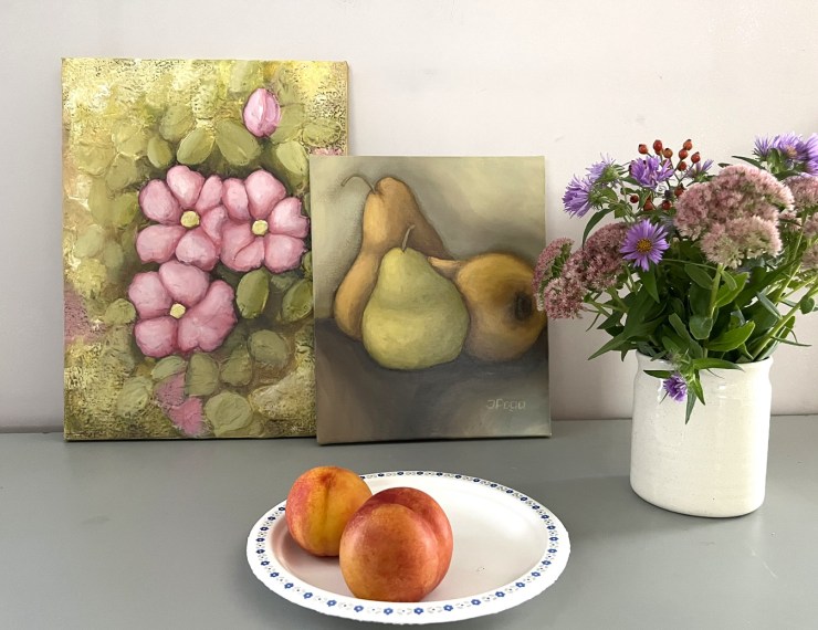 Acrylic paintings of flowers and still life