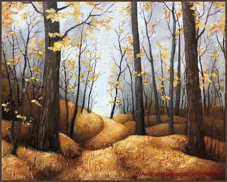 October path, fall landscape painting