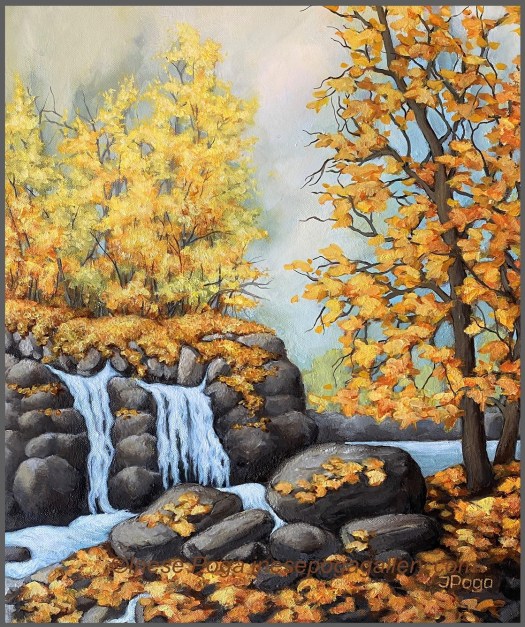 Fall gold, fall landscape, nature art