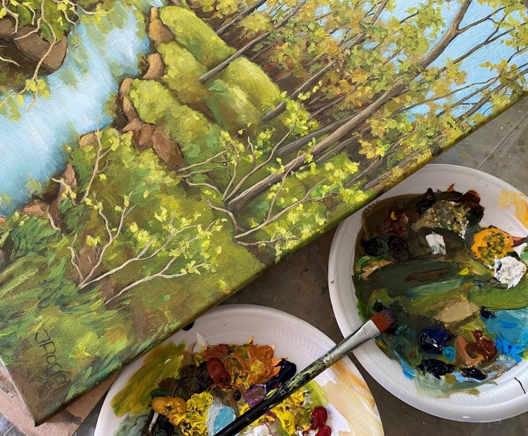 Painting spring in acrylic