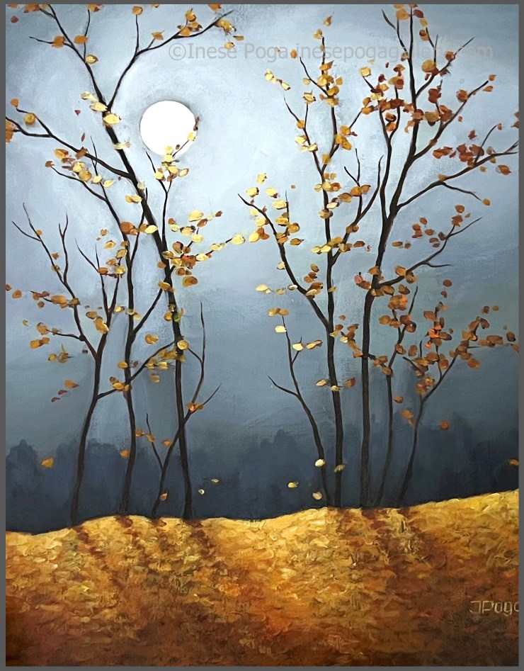 Blue moonlight acrylic painting for sale