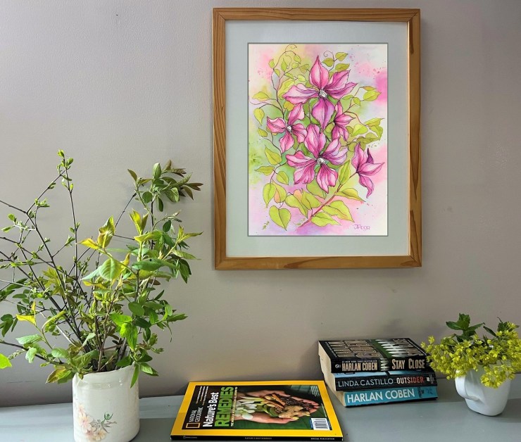Clematis watercolor painting
