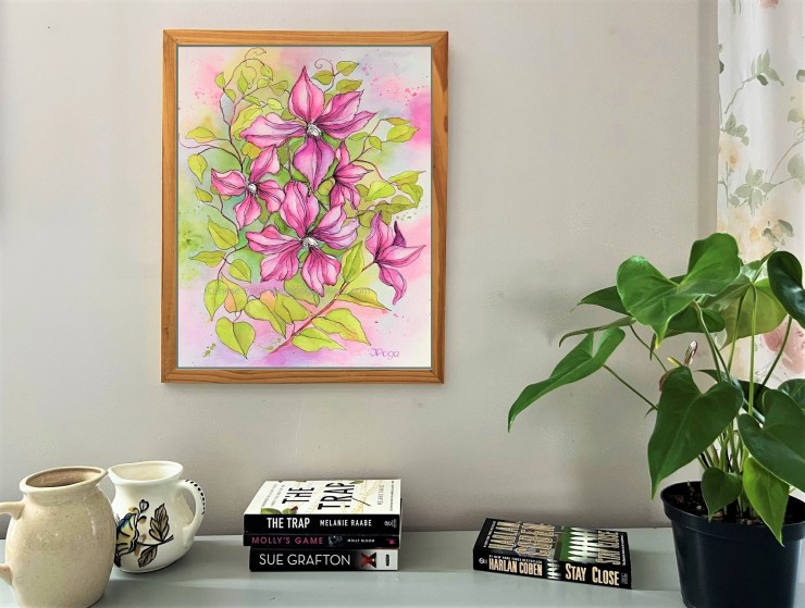 Clematis, watercolor for sale