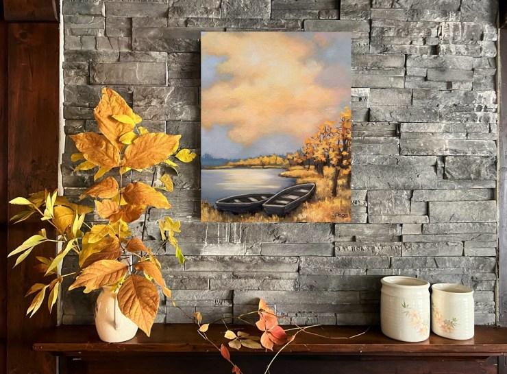 Golden sky, acrylic painting