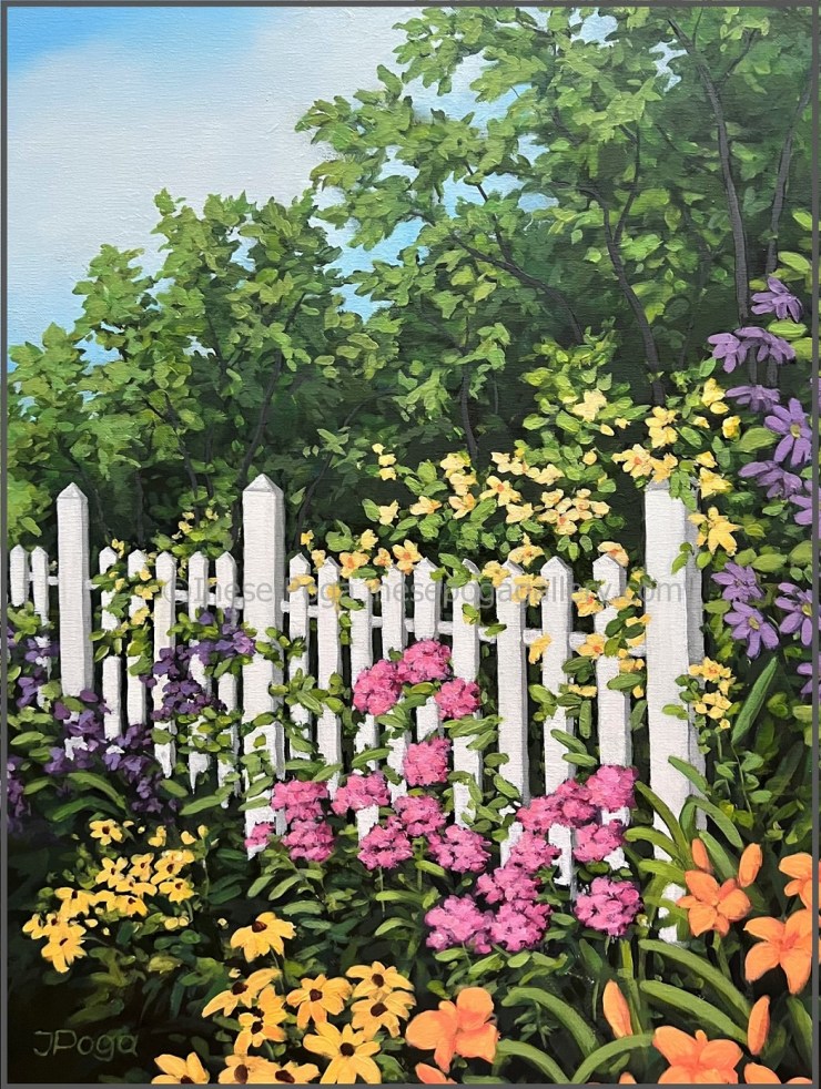 Art studio show, garden painting
