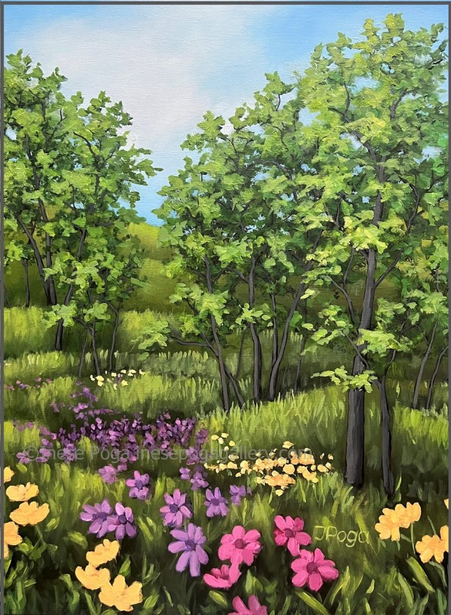 Abstract art, green summer fields