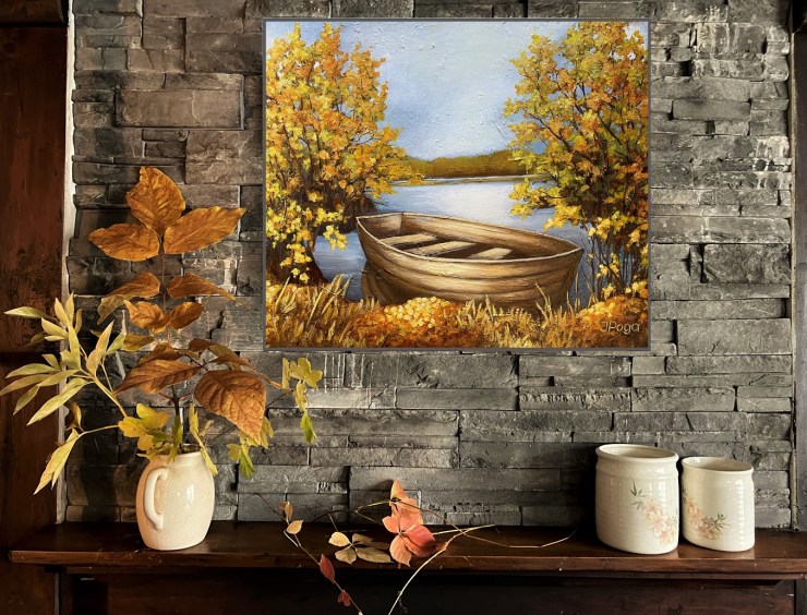 Sunset boat painting