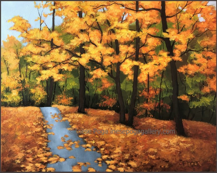 Golden sidewalk, acrylic painting