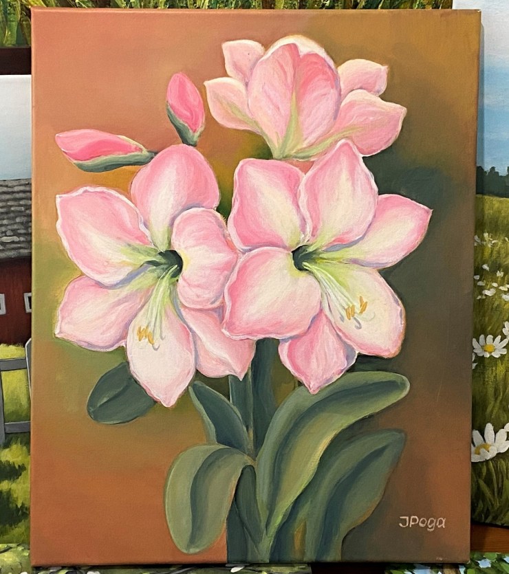 Amaryllis painting, floral painting