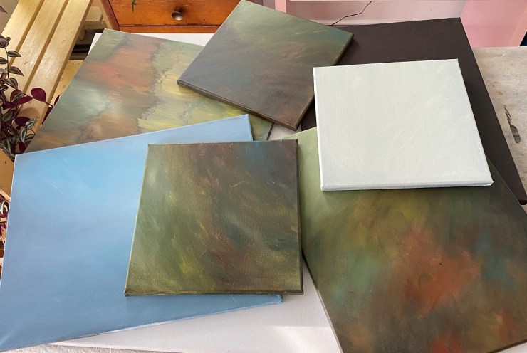 Under-painted canvas surface