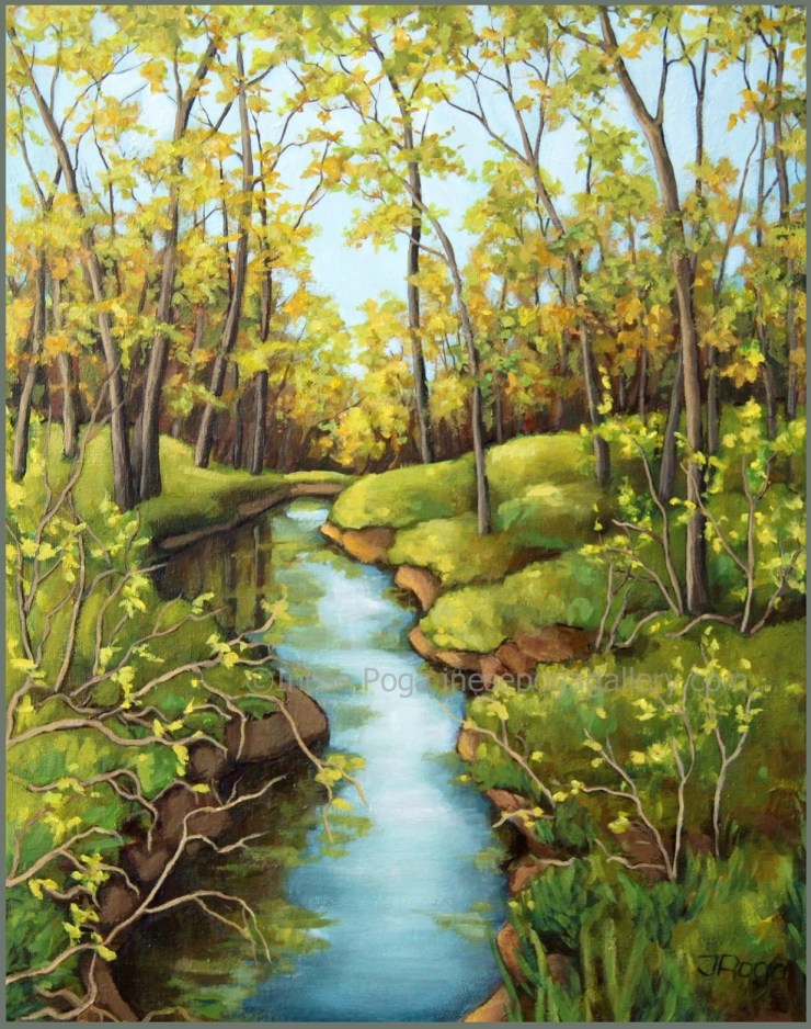 Spring landscape, acrylic painting