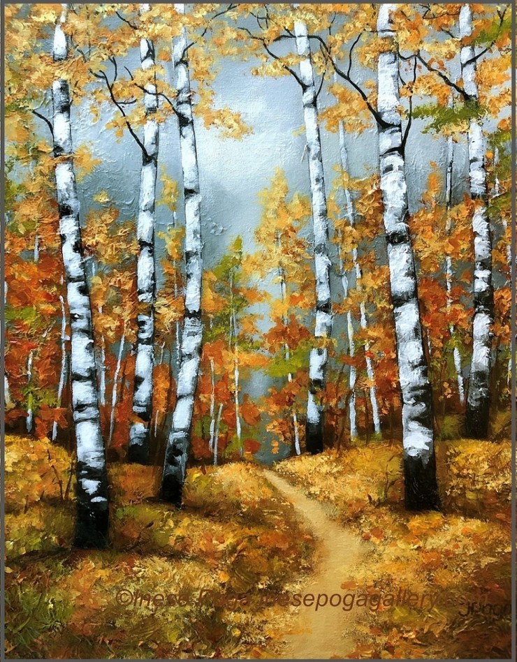Birch painting, acrylic