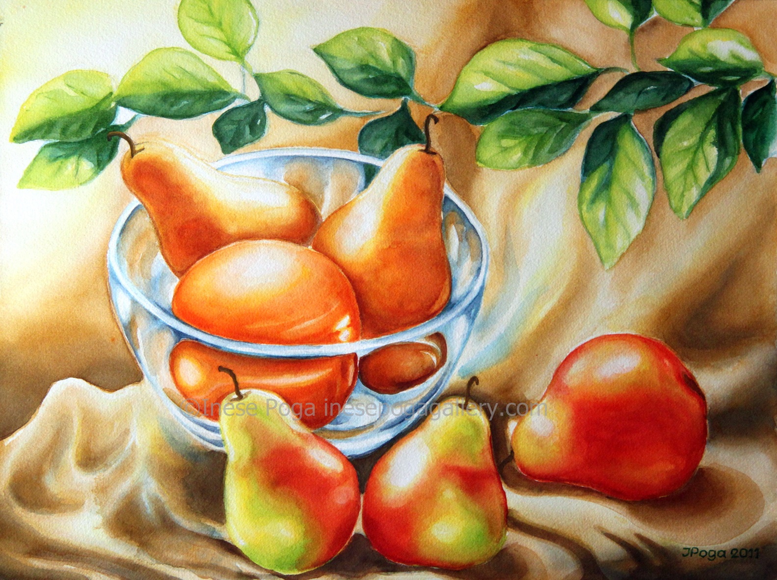 Art studio, still life with pears