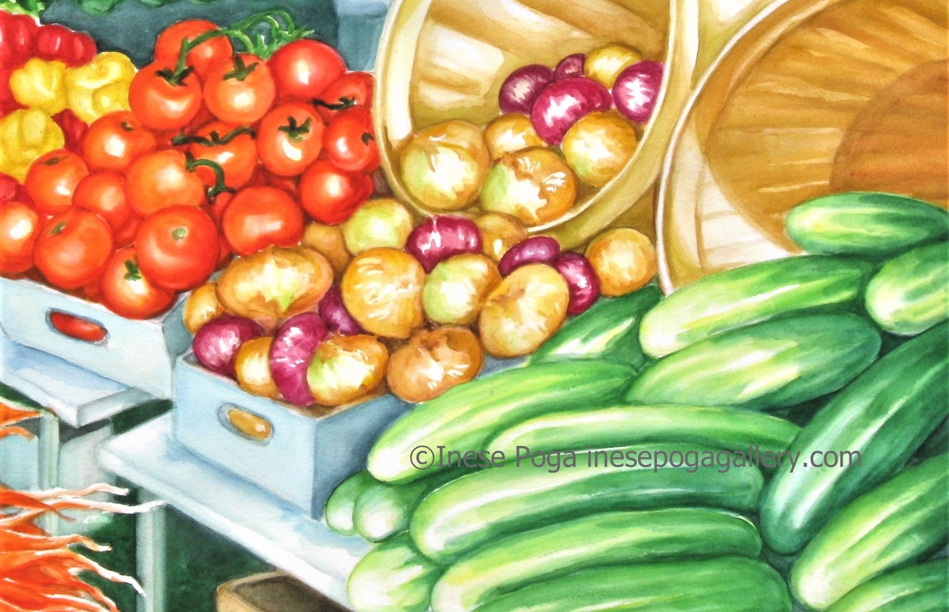 Part of farmer's market painting