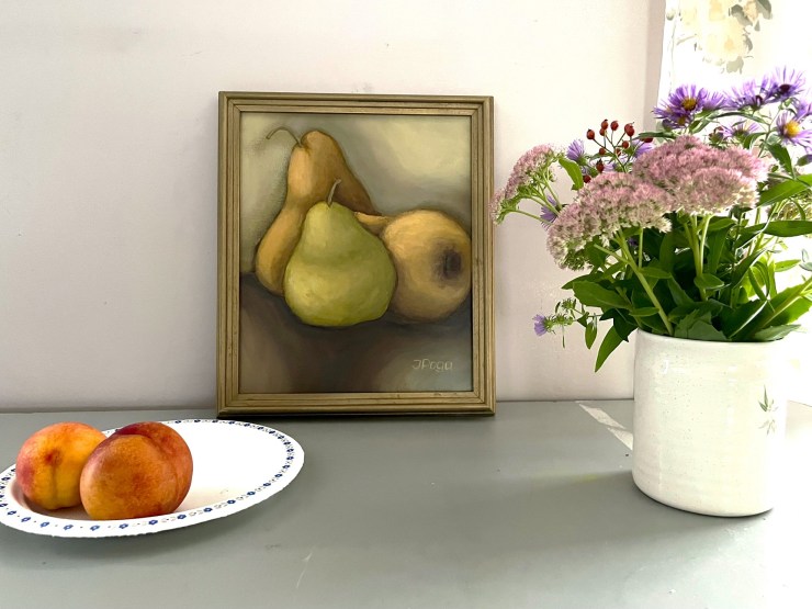 Pear still life painting