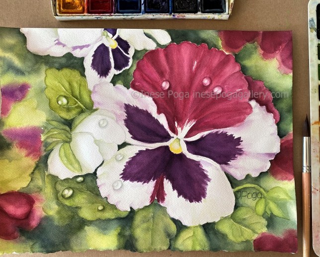 Purple pansy painting