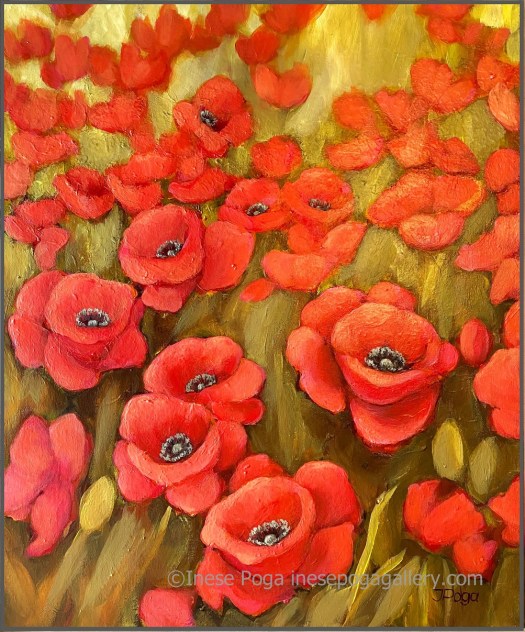 Poppy field, acrylic painting