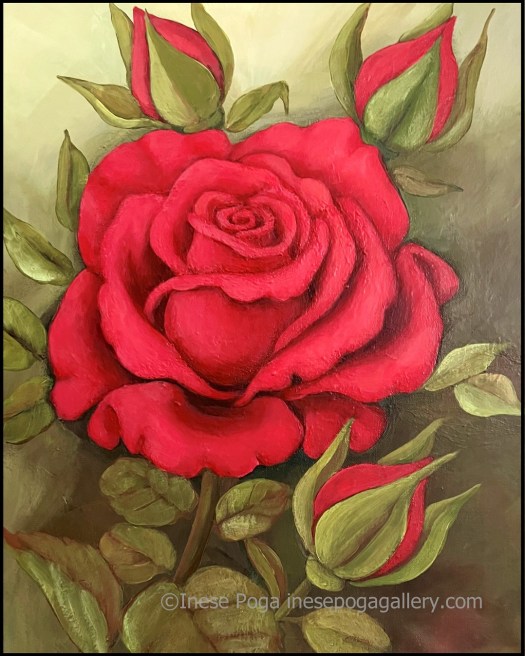 Red rose painting