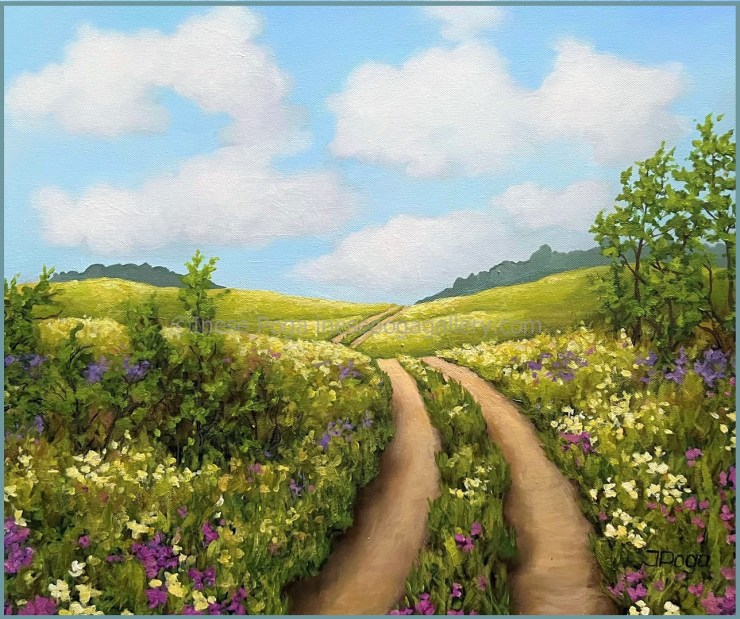 Blooming wildflower fields, summer landscape