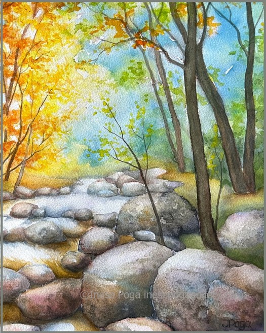 The blue part of autumn creek painting