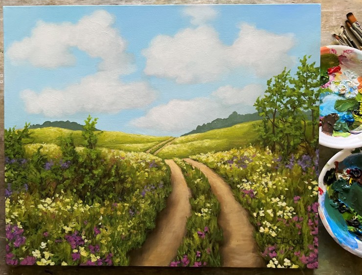 Flower fields, acrylic painting