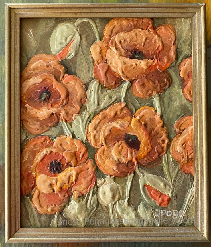 Textured poppy painting