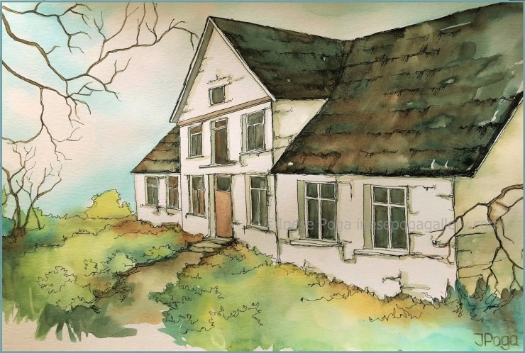 Old house drawing and painting