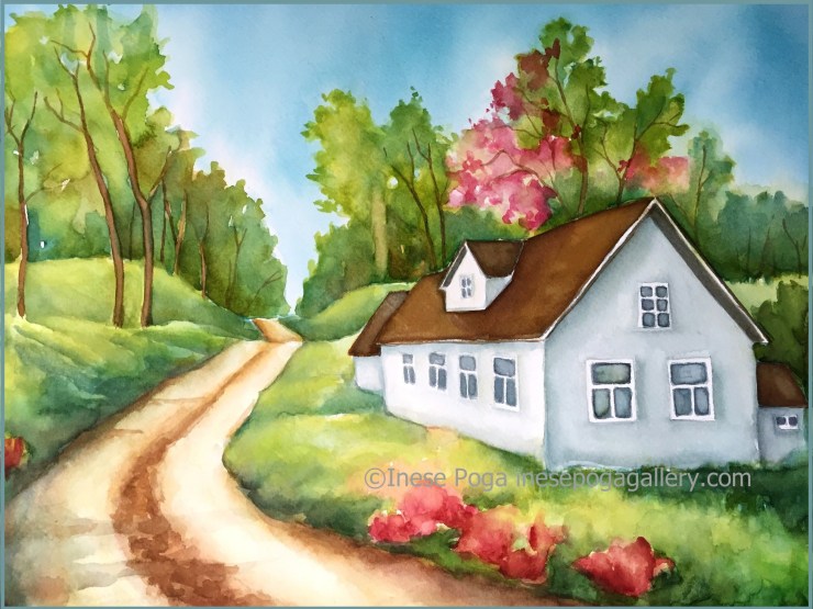 Watercolor, perspective, painting for sale