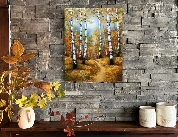 Golden birch landscape