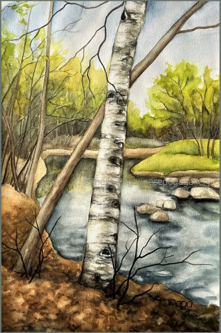 Spring landscape painting, color palette